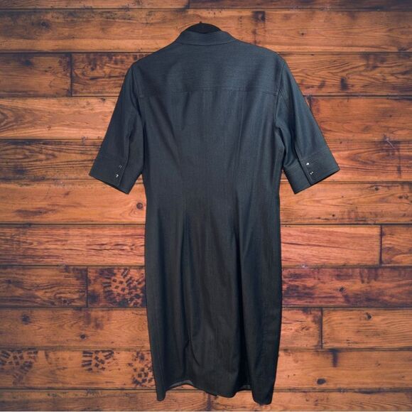Tahari Navy Button Front Short Sleeve Dress Size 8 - Picture 2 of 5